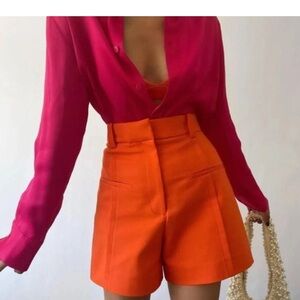 Zara High Waist Orange Shorts